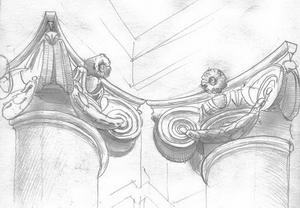 А.Ринальди. Мраморный дворец. Ордер Парадной лестницы. Рисунок